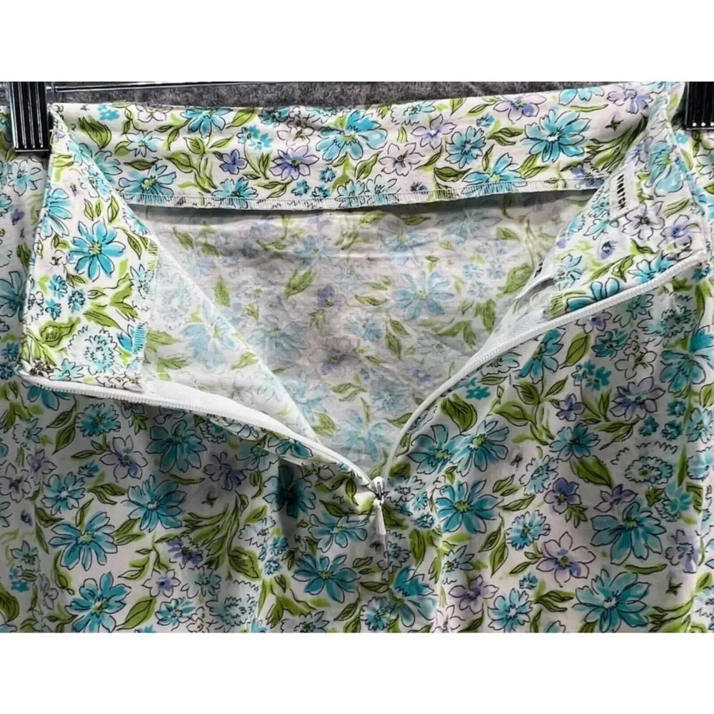 Jones New York Skirt Womens 12P Multi Floral Print Stretch Ruffle Hem‎ Cottage